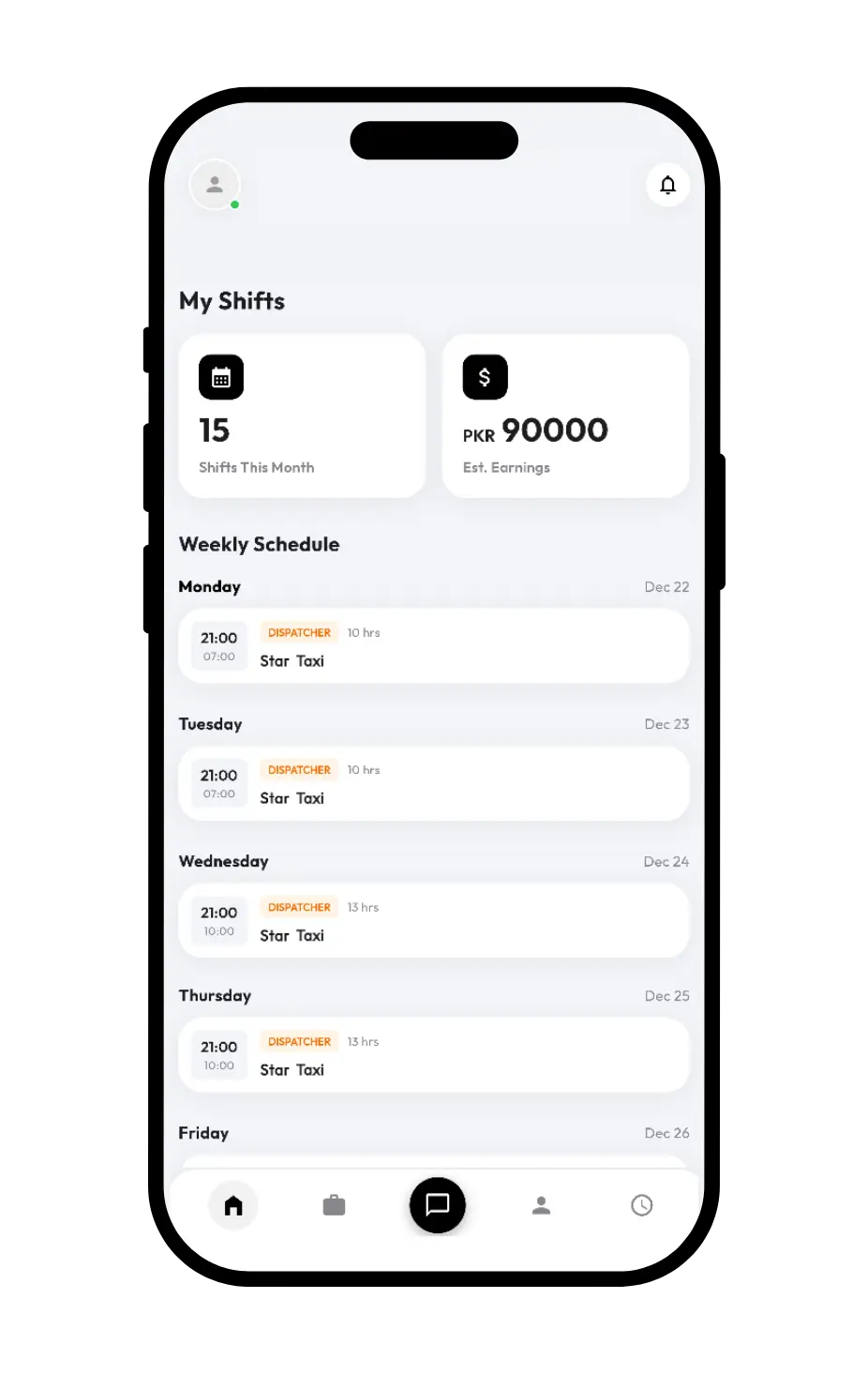 Real-time Shifts Interface